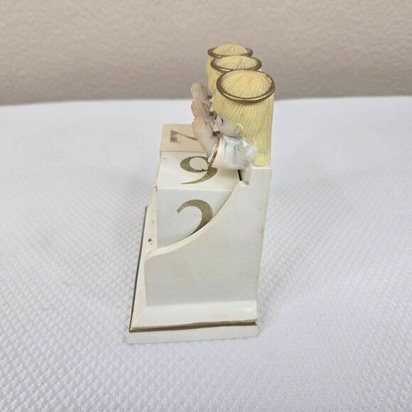 Vintage Hallmark Marys Angels Perpetual Calendar Wooden Block Desk Set - Picture 5 of 8